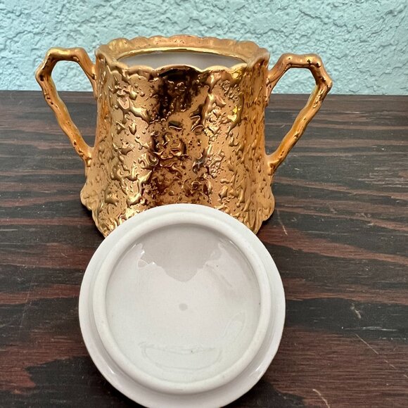 * MINT* Vintage Holley Ross Weeping 22K Gold Tea Set: Teapot, Creamer & Sugar - Picture 12 of 16